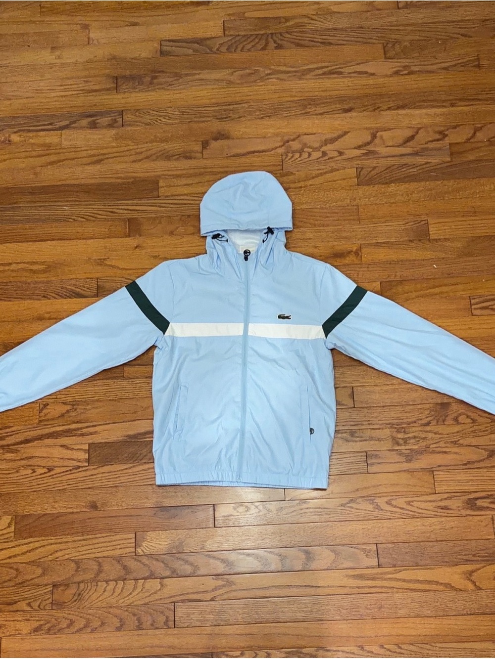 Lacoste Men's Light Blue Hooded Windbreaker Jacket